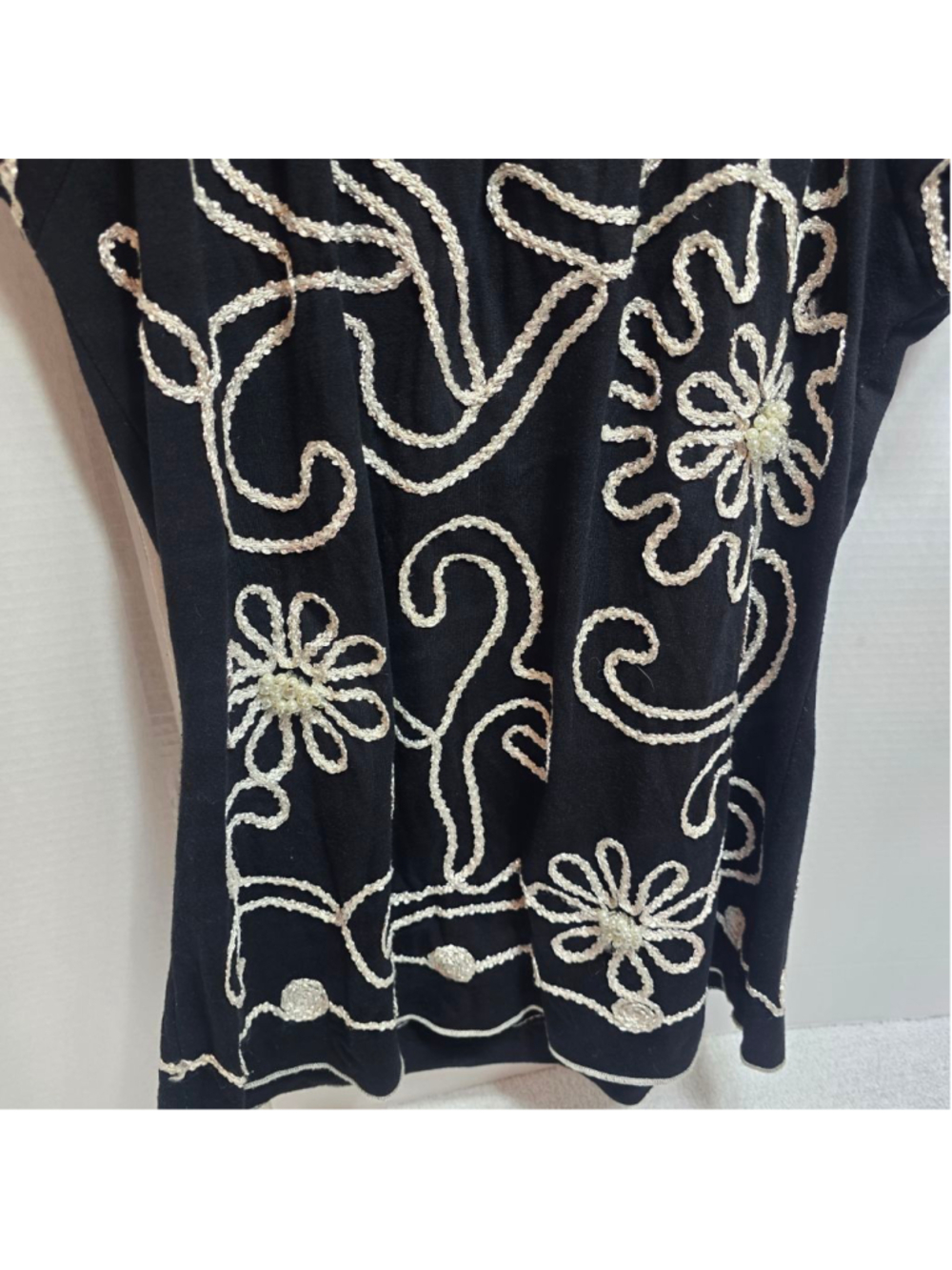 Women's Lauren Michelle Black & White Embroidered Blouse M - Picture 8 of 9